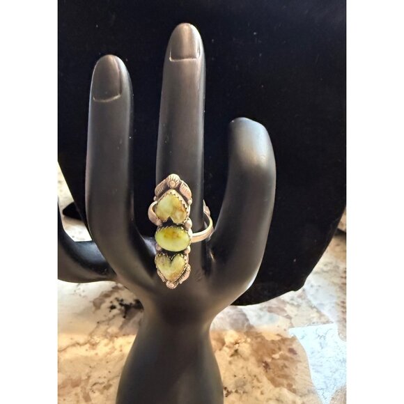 NWT Artisan Palomino Sterling Silver Ring 3 Heart-Shaped Stones Adj Southwest 5g